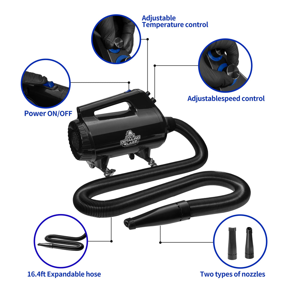 SGCB 5.0HP Temp Car Air Cannon Dryer Blower with 9.8' Hose