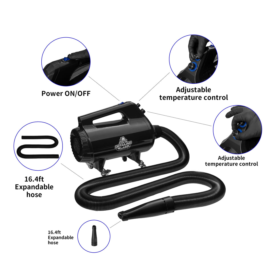 SGCB 5.0HP Temp Car Air Cannon Dryer Blower with 9.8' Hose