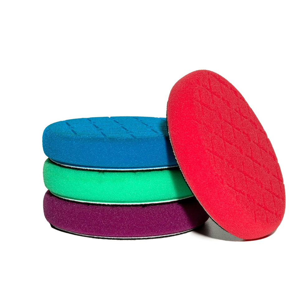 SGCB Buffing Polishing Pad 4Pcs 5”with S Pattern Design 25mm Thickness - Backing Plate Compound Buffing Sponge Pad Cutting Polishing Pad Kit for Car Buffer Polisher Compounding | Finishing and Waxing