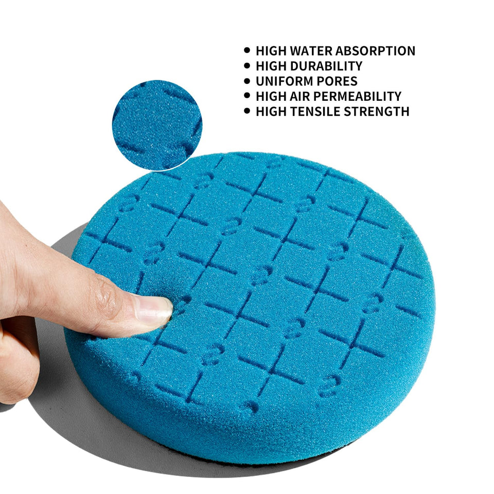 SGCB Buffing Polishing Pad 4Pcs 5”with S Pattern Design 25mm Thickness - Backing Plate Compound Buffing Sponge Pad Cutting Polishing Pad Kit for Car Buffer Polisher Compounding | Finishing and Waxing