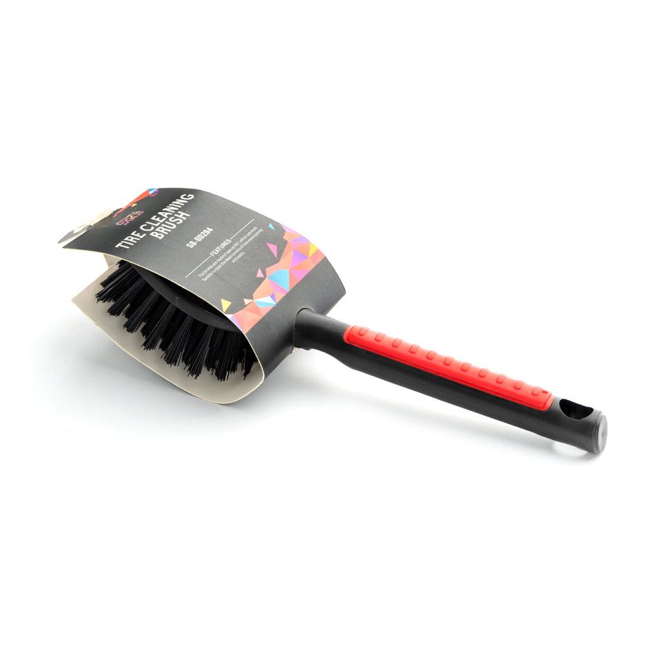 Tire Brush Ergonomic Grip with Long Handle