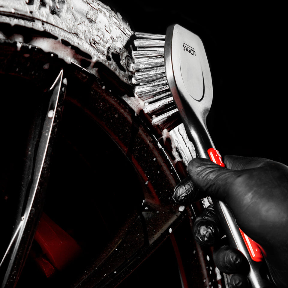 Tire Brush Ergonomic Grip with Long Handle