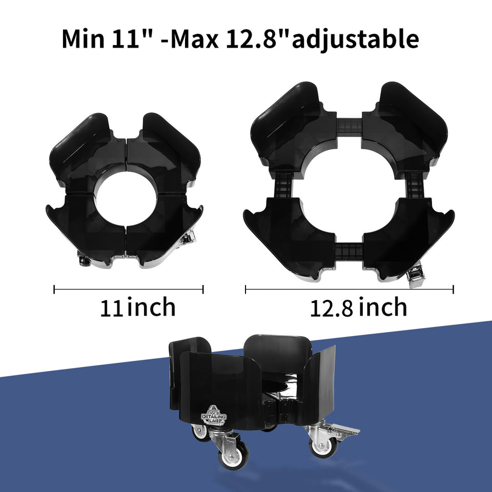 SGCB Bucket Dolly with Wheels - Car Wash Bucket Roller, 11-12.8’’ Adjustable with 3 Wheels and 1 Locking Casters Compatible, Removable Bucket Mover for Car Wash, Plant Pots, Plant Stand