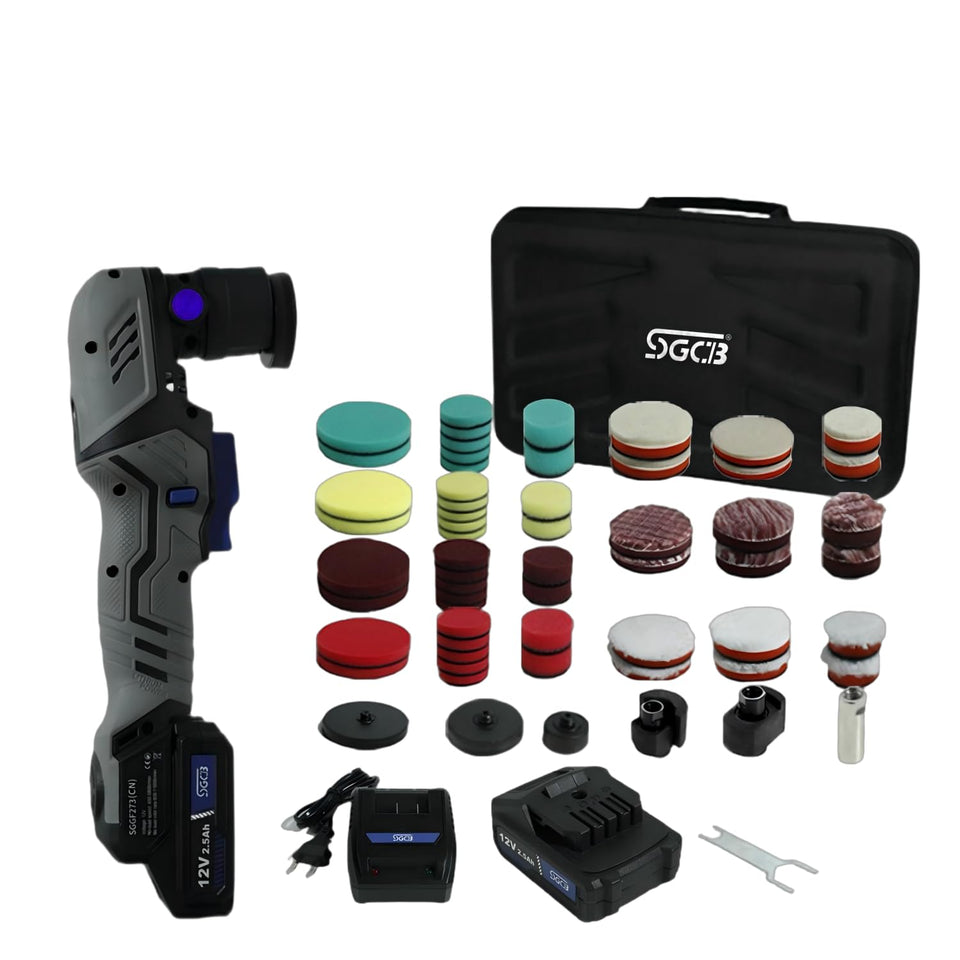 SGCB Cordless Mini Polisher RO/DA Mini Auto Machine Sets With Polishing Pad And Wool Pads for polishing, Sanding and Cleaning