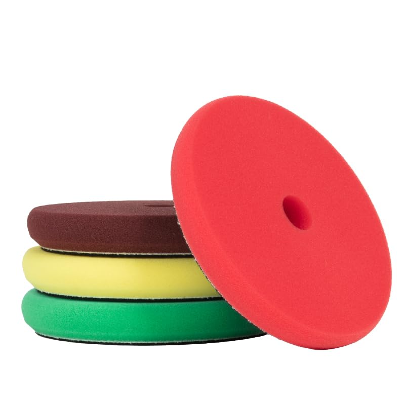 SGCB Pro 6" RO DA Buffing Polishing Pad Buffer Pads Hook and Loop Buffing Foam Pads Sponge Polish Pad 4Pcs Coarse to Fine for 6 Inch RO DA Rotary Polisher Compounding, Polishing, Finishing and Waxing