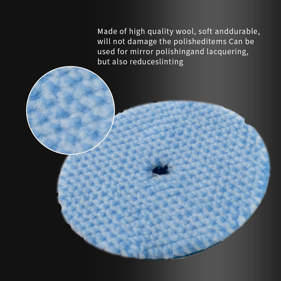 SGCB Wool Polishing Pad, 2Pcs 5''Coarse Wool Cutting Pad, Coarse Wool Pad BlueWool Buffing Pads Set with Hook and Loop for Heavy Cut for Car Polisher | Buffing Polishing pad
