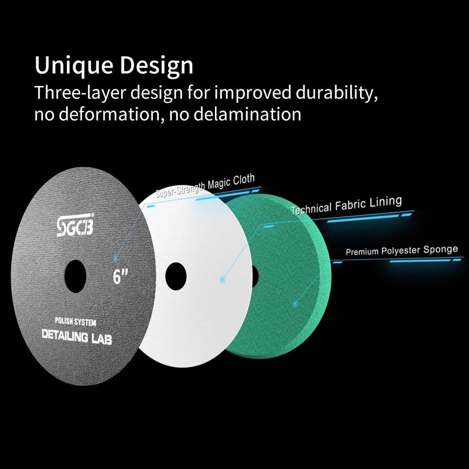 SGCB Pro 6" RO DA Buffing Polishing Pad Buffer Pads Hook and Loop Buffing Foam Pads Sponge Polish Pad 4Pcs Coarse to Fine for 6 Inch RO DA Rotary Polisher Compounding, Polishing, Finishing and Waxing