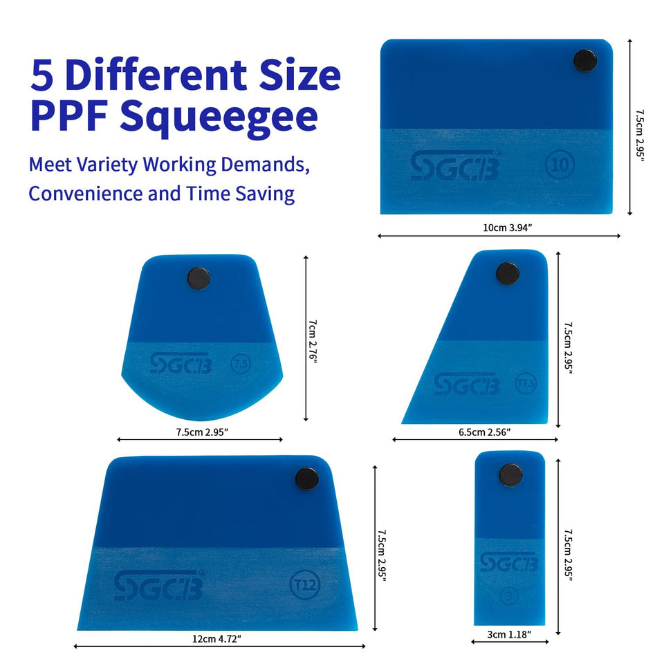 PPF Squeegee Kit 5 in 1 Anti-Scratch Soft TPU Squeegee for Vinyl, Water Blade Scraper for Paint Protection Film,Vinyl Wrap/Window Tint Tools, Mirror/Window/Household Cleaning